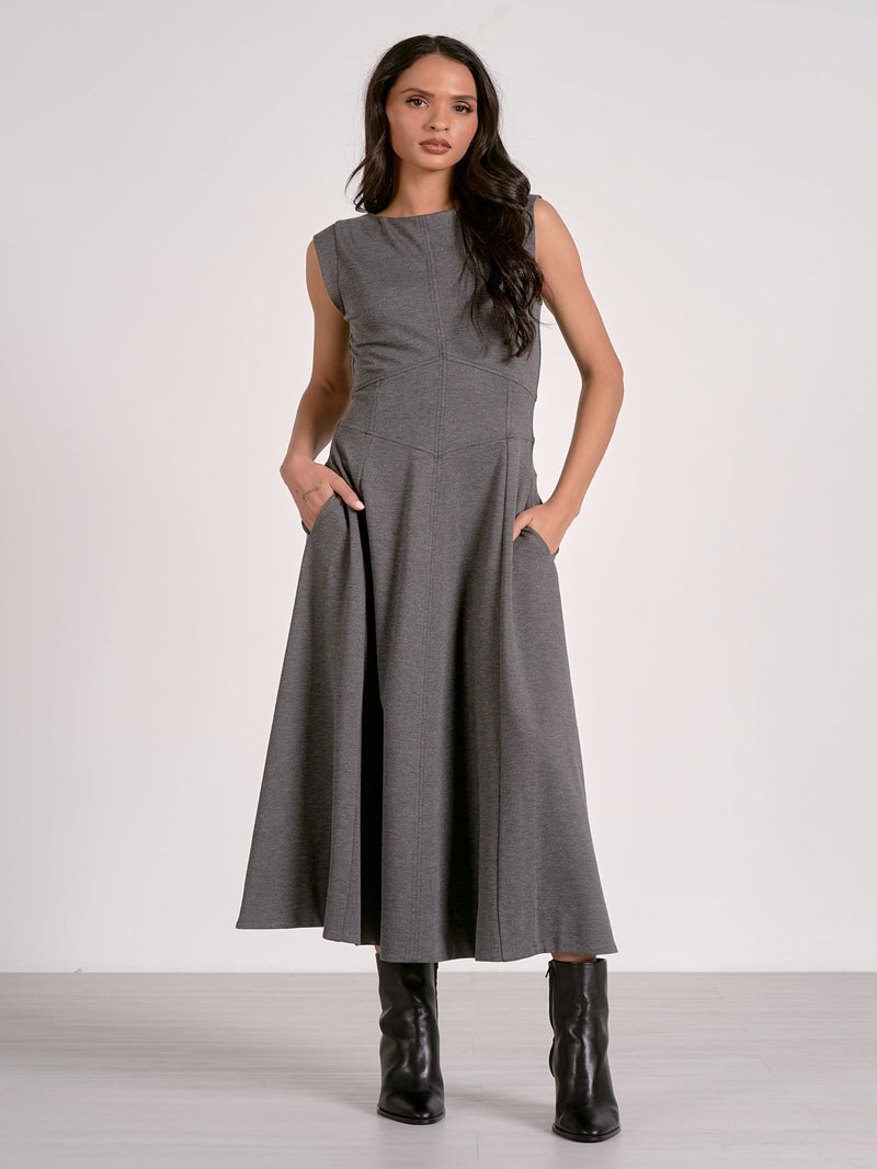 Elan Empire Dress - Heather Grey