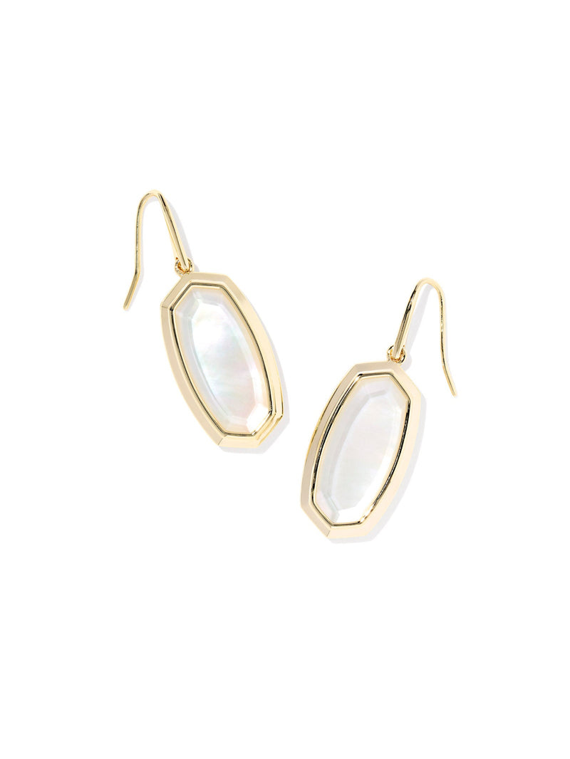 Kendra Scott Dani Bezel Drop Earrings - Gold Ivory MOP