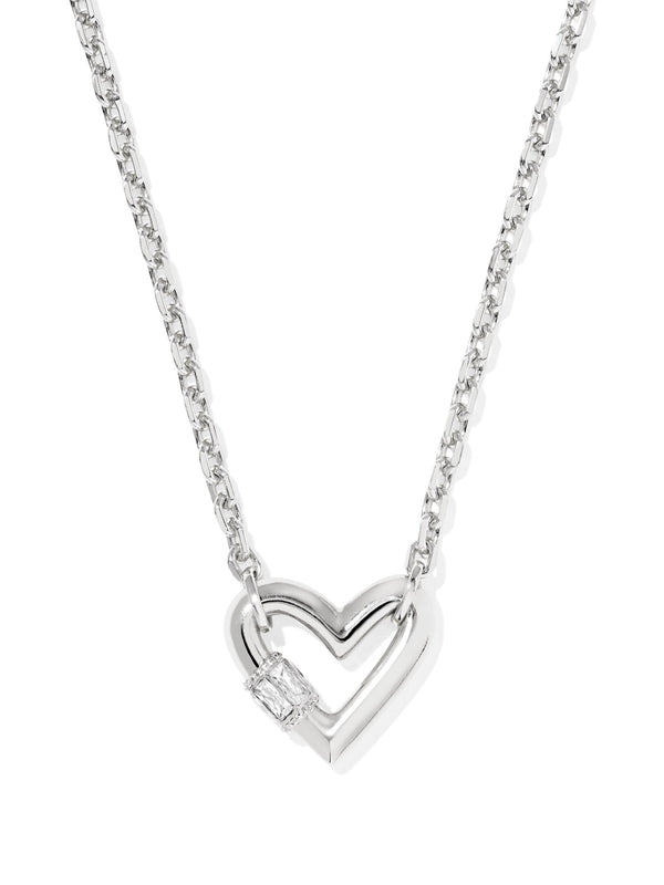 Kendra Scott Emery Heart Pendant Necklace - Silver White CZ