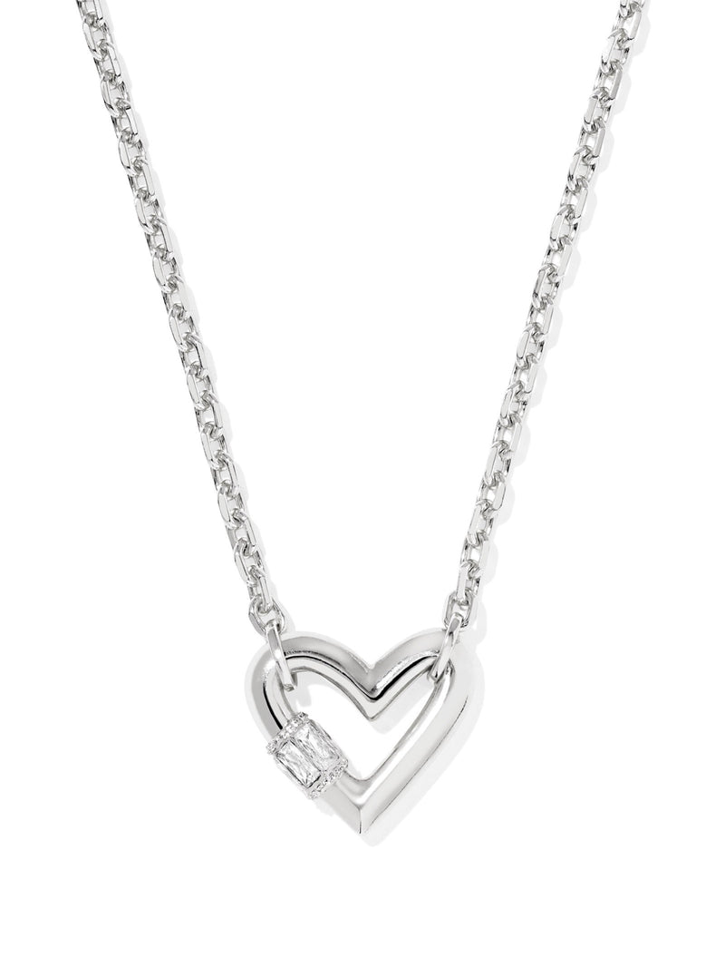 Kendra Scott Emery Heart Pendant Necklace - Silver White CZ Kendra Scott Emery Heart Pendant Necklace - Silver White CZ