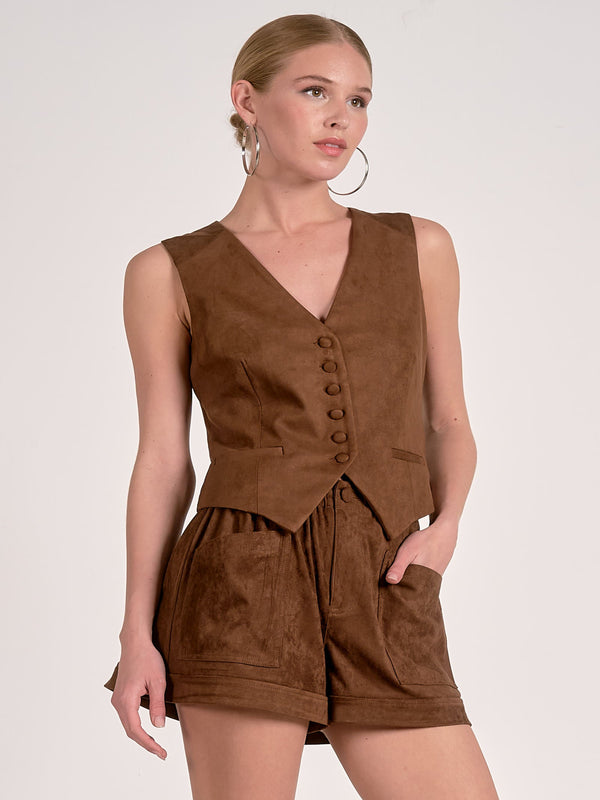 Elan Vest Behavior Top - Chocolate