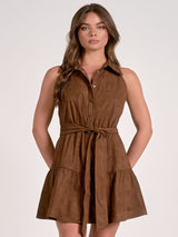 Elan Mini Halter Dress - Chocolate
