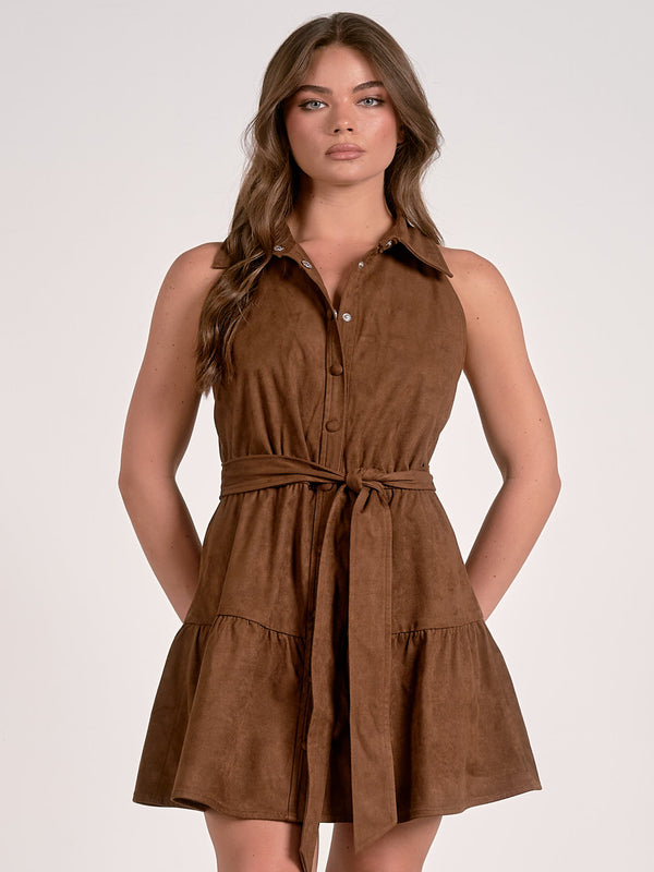 Elan Mini Halter Dress - Chocolate