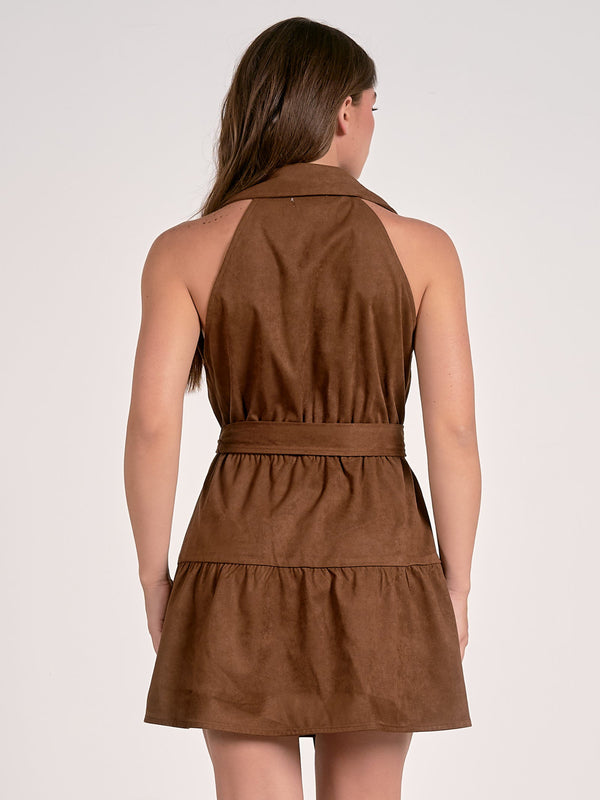 Elan Mini Halter Dress - Chocolate