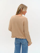 Six/Fifty Chelsea Ruffle Trim Cardigan - Eggshell