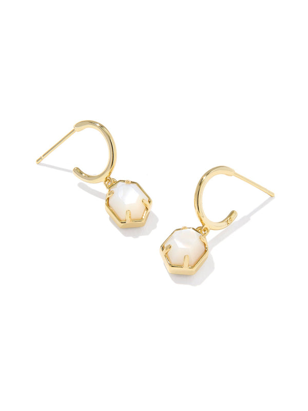 Kendra Scott Tomon Huggie Earrings - Gold Ivory MOP