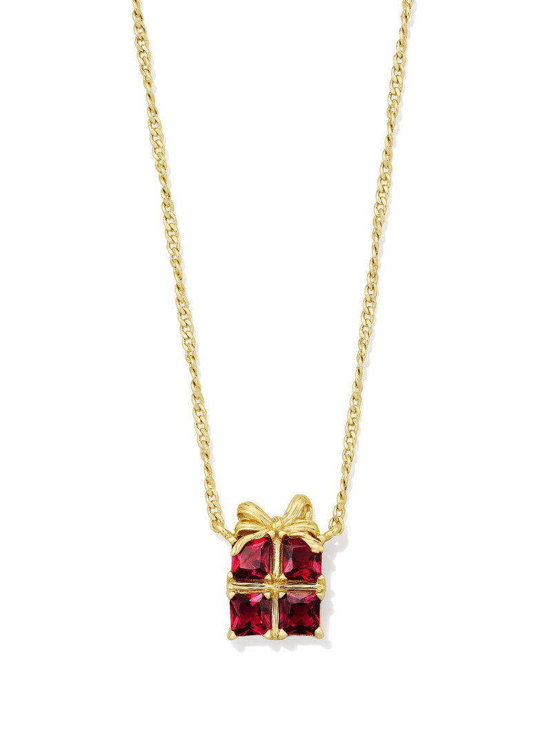 Kendra Scott Present Short Pendant Necklace - Gold Red Crystal