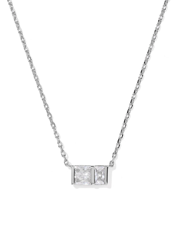 Kendra Scott Jamie Short Pendant Necklace - Silver White CZ