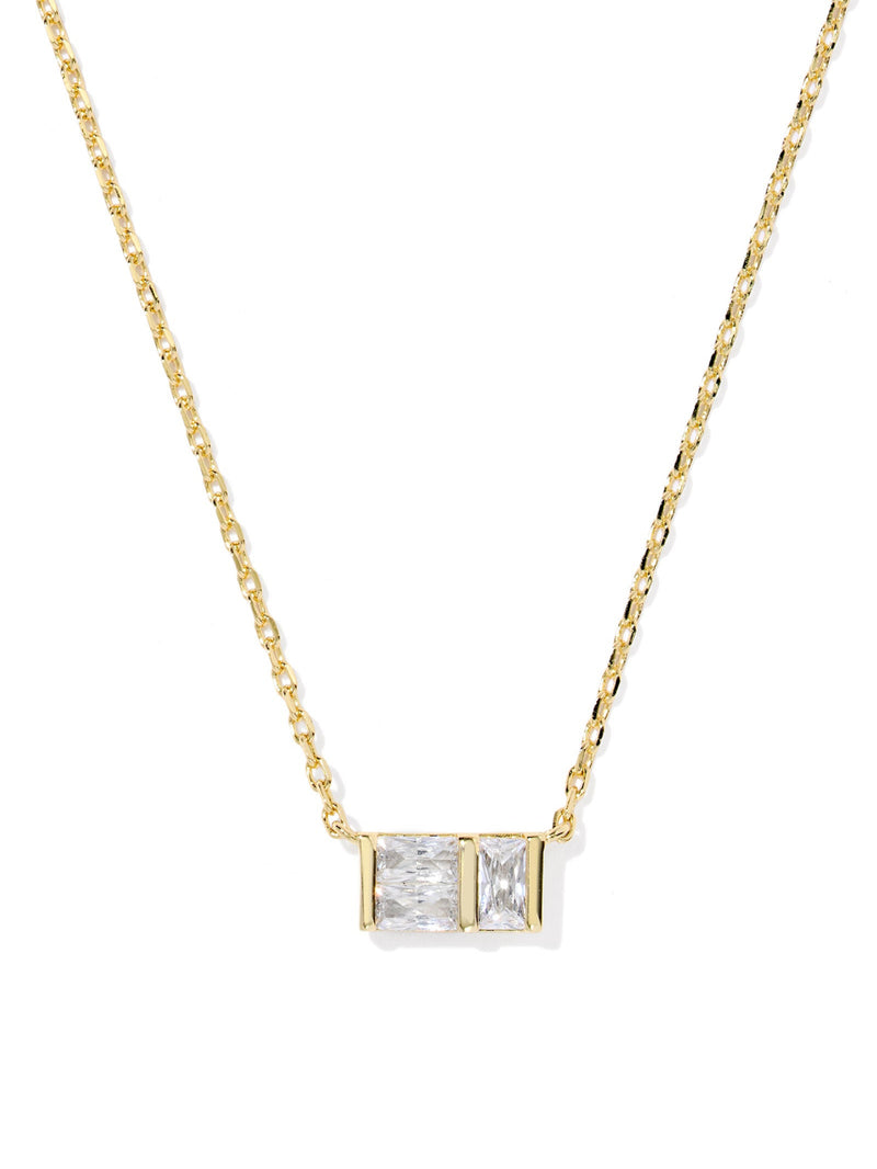 Kendra Scott Jamie Short Pendant Necklace - Gold White CZ