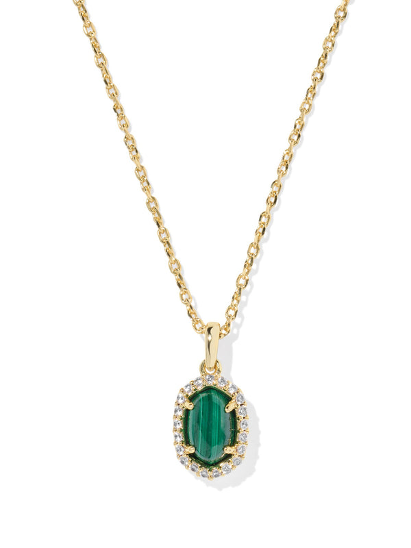 Kendra Scott Daphne Framed Pendant Necklace - Gold Green Malachite