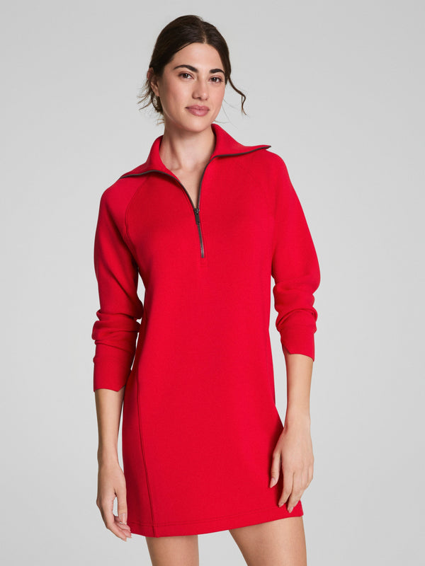 Spanx Airessentials Half Zip Dress - Red