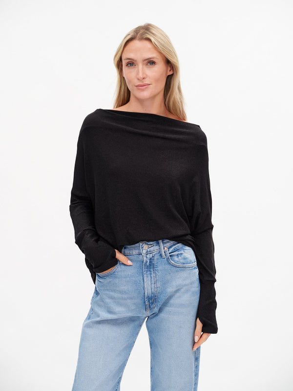 Six/Fifty The Lurex Anywhere Top - Black