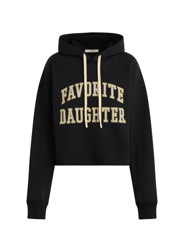 Favorite Daughter The Cropped Collegiate Hoodie - Black/Stone