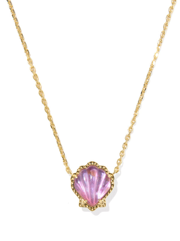 Kendra Scott Brynne Shell Short Pendant Necklace - Gold Purple Iridescent Abalone Illusion