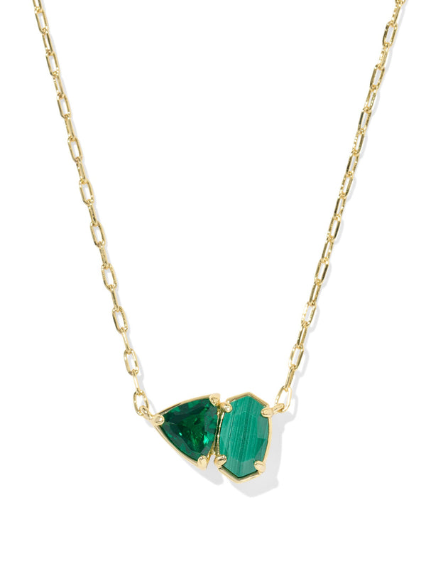 Kendra Scott Tatum Short Pendant Necklace - Gold Green Mix