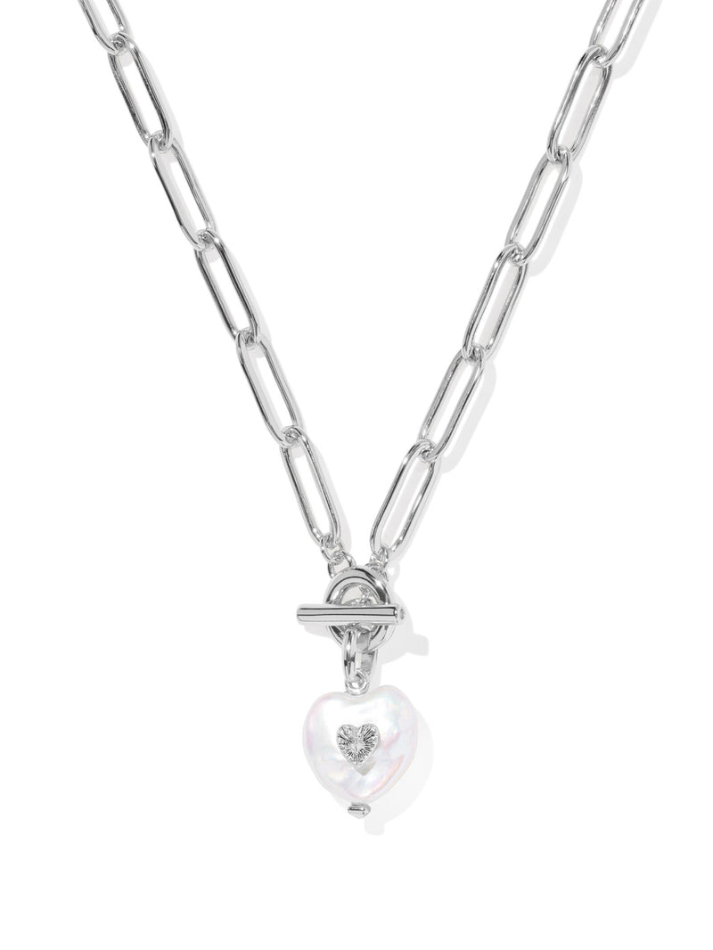 Kendra Scott Sasha Heart Short Pendant Necklace - Silver Freshwater Cultured Pearl