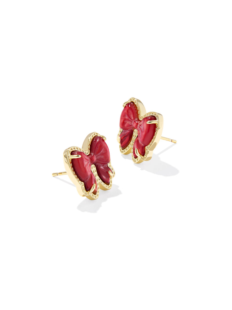 Kendra Scott Haley Bow Stud Earrings - Gold Scarlet Red MOP