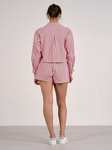 Elan No Business Button Up Top - Red Stripe