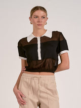 Elan Fever Sheer Top - Black