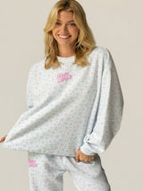 Happy Camp3r Bluebell Picnic Crewneck Sweatshirt - Blue