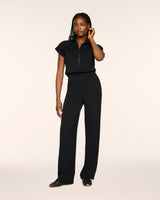Spanx Airessentials® Pintuck Half Zip Jumpsuit - Very Black