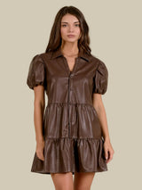 Elan Cover Girl Leather Dress - Light Brown
