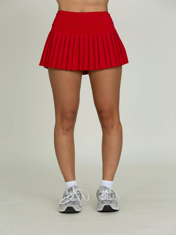 Gold Hinge Pleated Tennis Skirt - Ruby