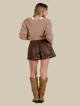 Elan It Girl Leather Shorts - Light Brown