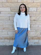 Vintage Satin Dream Skirt - Gray Blue