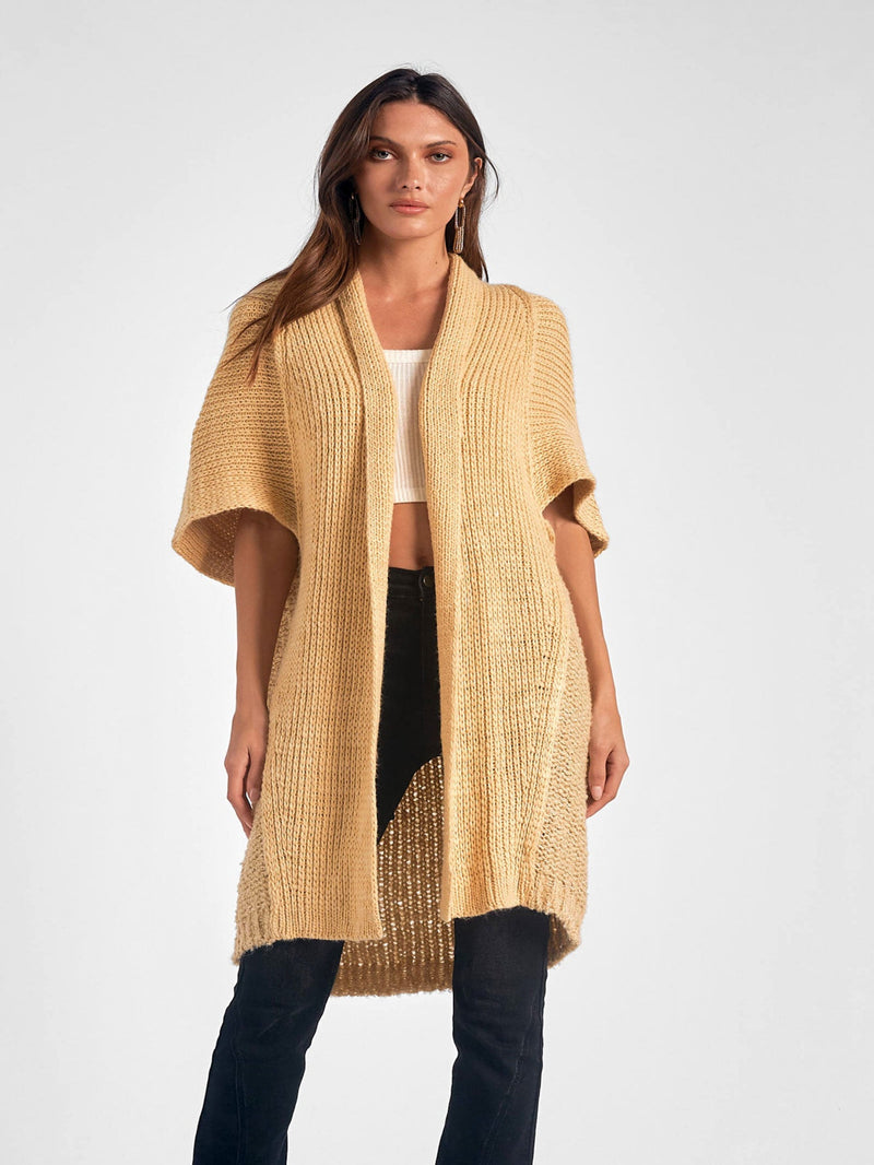 Elan Cardigan Sweater 3/4 Sleeve - Beige