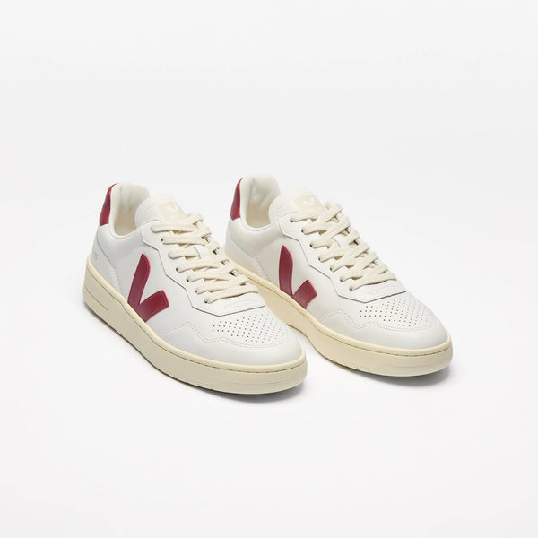 Women's Veja V-90 Leather Sneakers - Extra White Marsala
