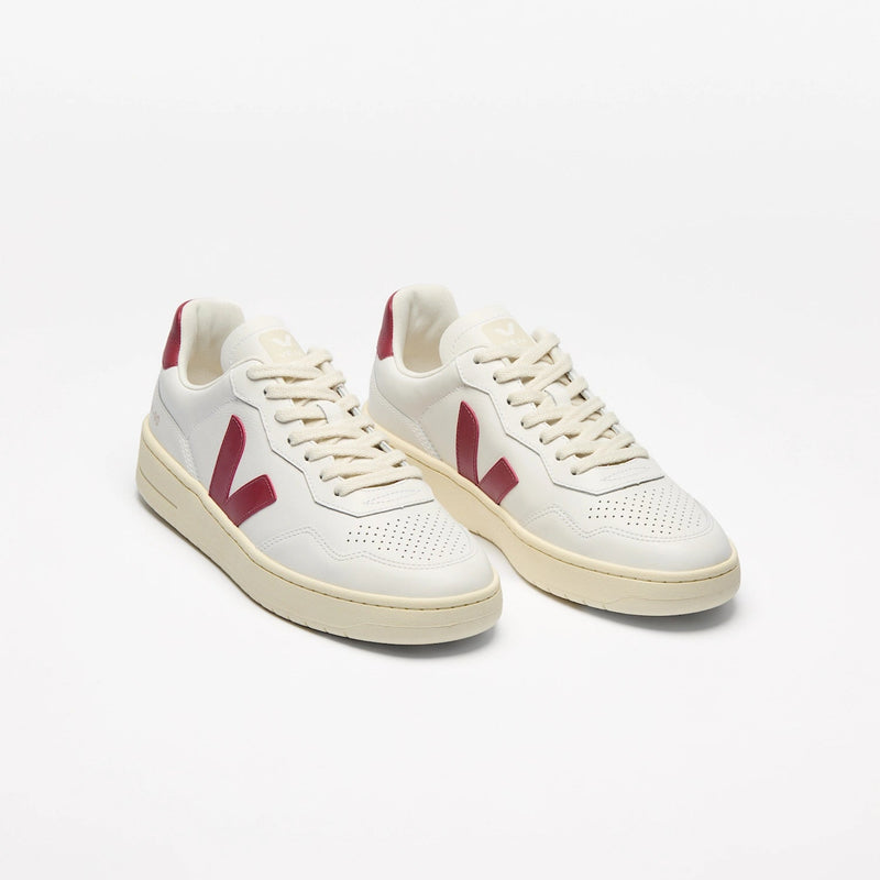 Women's Veja V-90 Leather Sneakers - Extra White Marsala