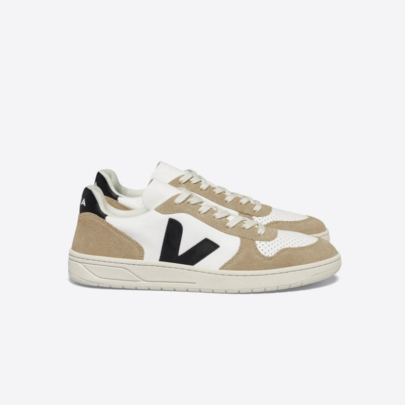 Veja V-10 Sneakers - Leather White Black Sahara