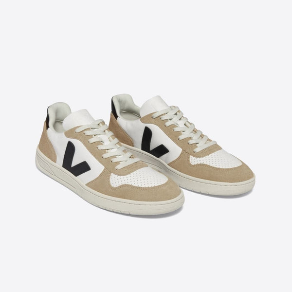 Veja V-10 Sneakers - Leather White Black Sahara