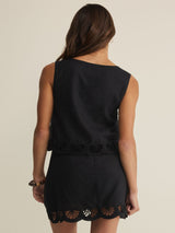 Charlene Embroidery Top - Black