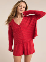 Z Supply Mara LS Cardigan Top - Haute Red