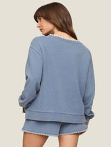 Z Supply Cam Knit Denim Whipstitch Top - Indigo