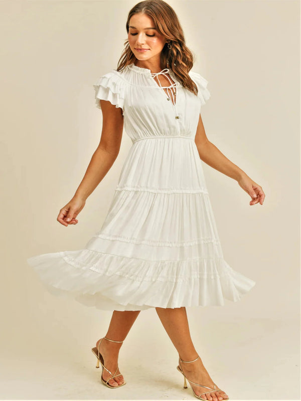 Reset Kianna Ruffle Dress - White