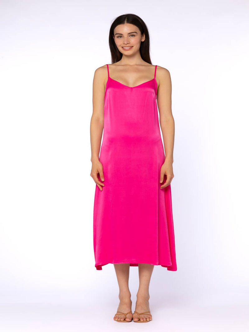 Not Interested Satin Dress - Hot Pink