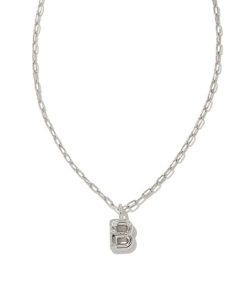 Kendra Scott Crystal Letter Short Pendant Necklace - Silver