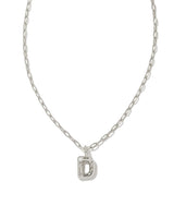 Kendra Scott Crystal Letter Silver Short Pendant Necklace in White Crystal