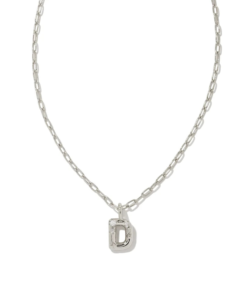 Kendra Scott Crystal Letter Short Pendant Necklace - Silver