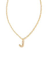 Kendra Scott Crystal Gold Letter Short Pendant Necklace in White Crystal
