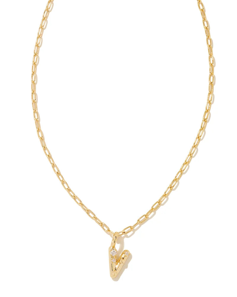 Kendra Scott Crystal Letter Short Pendant Necklace - Gold